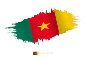 pintado pincelada bandera de Camerún con ondulación efecto. vector