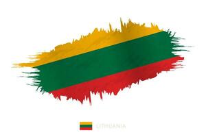 Painted brushstroke flag of Lithuania with waving effect. vector