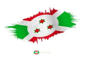 Painted brushstroke flag of Burundi with waving effect. vector