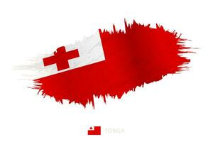 Painted brushstroke flag of Tonga with waving effect. vector