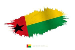 Painted brushstroke flag of Guinea-Bissau with waving effect. vector