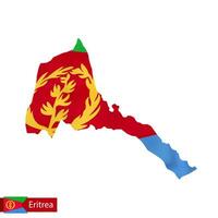 Eritrea map with waving flag of country. vector