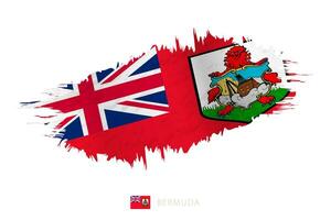 Painted brushstroke flag of Bermuda with waving effect. vector