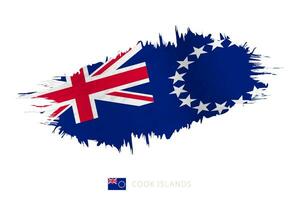 Painted brushstroke flag of Cook Islands with waving effect. vector