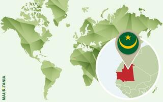 Infographic for Mauritania, detailed map of Mauritania with flag. vector