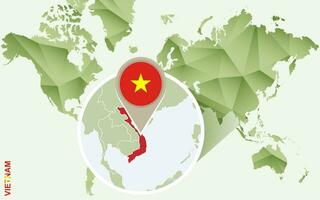 Infographic for Vietnam, detailed map of Vietnam with flag. vector