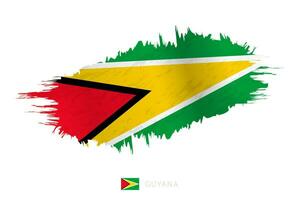 Painted brushstroke flag of Guyana with waving effect. vector