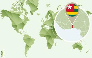 Infographic for Togo, detailed map of Togo with flag. vector