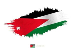 Painted brushstroke flag of Jordan with waving effect. vector