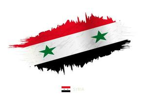 pintado pincelada bandera de Siria con ondulación efecto. vector