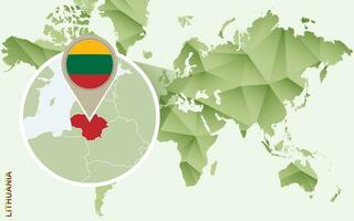 Infographic for Lithuania, detailed map of Lithuania with flag. vector