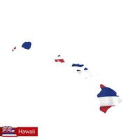 Hawaii state map with waving flag of US State. vector