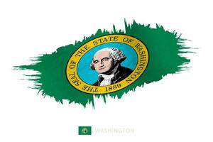 Painted brushstroke flag of Washington with waving effect. vector