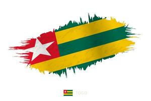 Painted brushstroke flag of Togo with waving effect. vector