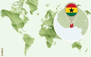 Infographic for Ghana, detailed map of Ghana with flag. vector