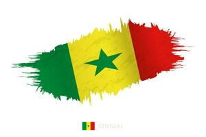 Painted brushstroke flag of Senegal with waving effect. vector