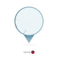 Map pin with detailed map of Samoa and neighboring countries. vector