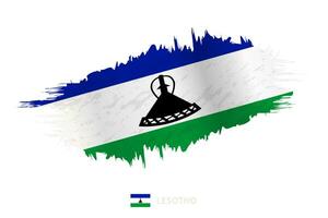 Painted brushstroke flag of Lesotho with waving effect. vector