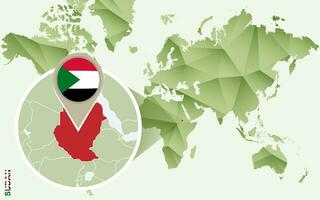 Infographic for Sudan, detailed map of Sudan with flag. vector