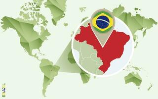 Infographic for Brazil, detailed map of Brazil with flag. vector