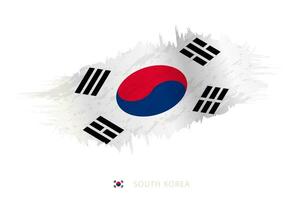Painted brushstroke flag of South Korea with waving effect. vector