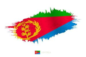 Painted brushstroke flag of Eritrea with waving effect. vector