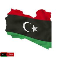 Libya map with waving flag of country. vector