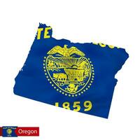 Oregon state map with waving flag of US State. vector