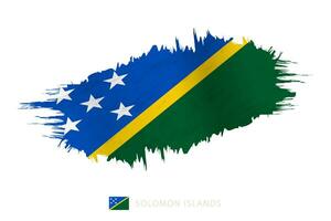 Painted brushstroke flag of Solomon Islands with waving effect. vector