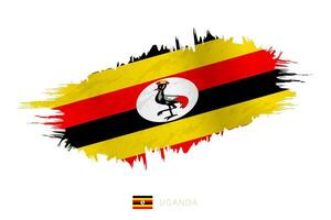 Painted brushstroke flag of Uganda with waving effect. vector