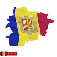 andorra mapa con ondulación bandera de andorra vector