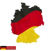 Germany map with waving flag of Germany. vector