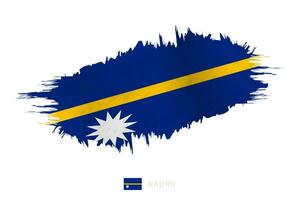 Painted brushstroke flag of Nauru with waving effect. vector