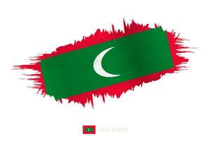 Painted brushstroke flag of Maldives with waving effect. vector