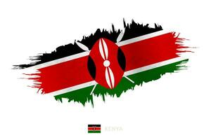 Painted brushstroke flag of Kenya with waving effect. vector