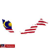 Malaysia map with waving flag of country. vector