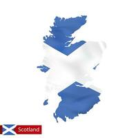 Escocia mapa con ondulación bandera de país. vector