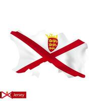 Jersey map with waving flag of country. vector