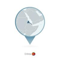 Map pin with detailed map of Eritrea and neighboring countries. vector