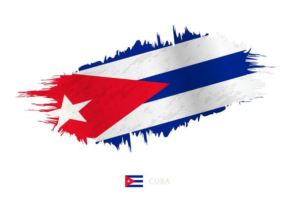 Painted brushstroke flag of Cuba with waving effect.