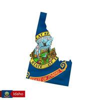 Idaho state map with waving flag of US State. vector