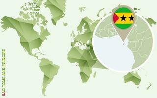 Infographic for Sao Tome and Principe, detailed map of Sao Tome and Principe with flag. vector