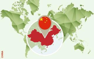 infografía para porcelana, detallado mapa de China con bandera. vector