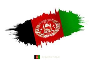 Painted brushstroke flag of Afghanistan with waving effect. vector