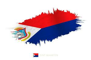 Painted brushstroke flag of Sint Maarten with waving effect. vector