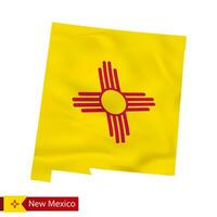 New Mexico state map with waving flag of US State. vector