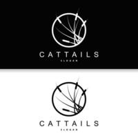 Creek and Cattail River Logo, Simple Minimalist Grass Design for Business Brand vector