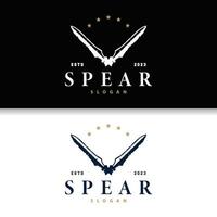 Spear Logo, Arrowhead Weapon Design Hunting Spear Simple Vintage Retro Rustic Minimalist Concept vector