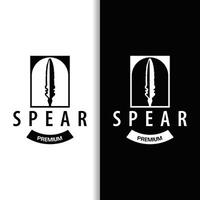 Spear Logo, Arrowhead Weapon Design Hunting Spear Simple Vintage Retro Rustic Minimalist Concept vector