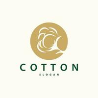 Cotton Logo, Soft and Smooth Cotton Plant Design for Business Brands with Simple Lines And Stem vector